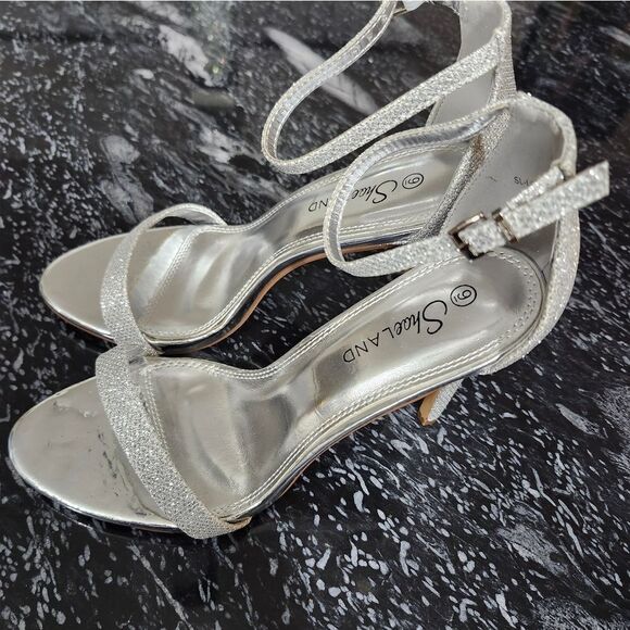 BRAND NEW SHOE LAND SHIMMER GLITTER  HIGH HEEL STILETTO ROUND TOE SANDAL - Picture 8 of 16